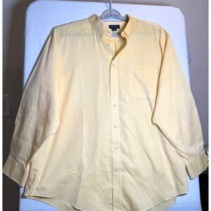 Lands’ End Men’s Dress Shirt 19-35 Big Yellow Button Down Long Sleeve Cotton